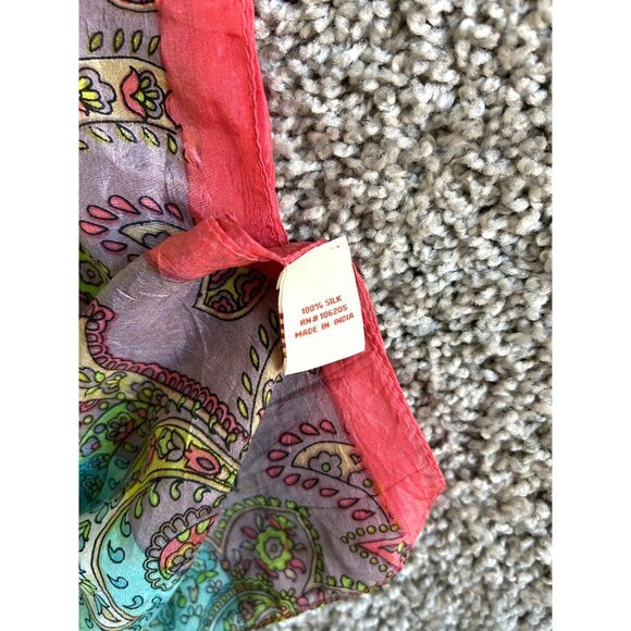 Sundance Women's Sz One Size 100% Silk Paisley Kaftan Tunic V-Neck Multicolor - Picture 7 of 8